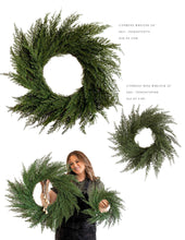 Load image into Gallery viewer, Cypress Pine Faux Wreath 24&quot; By Luxe B Co.
