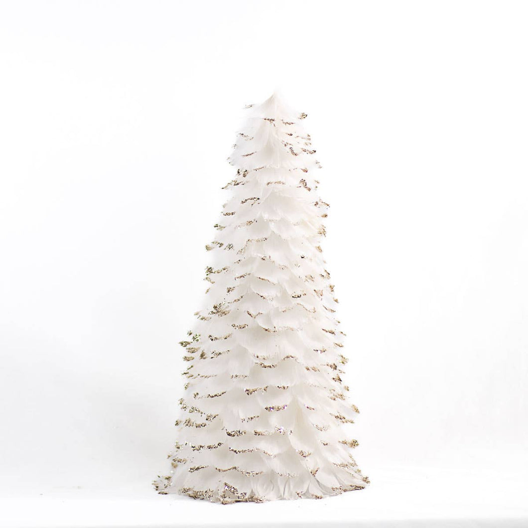 Winter Feather Tree   White/Gold   15