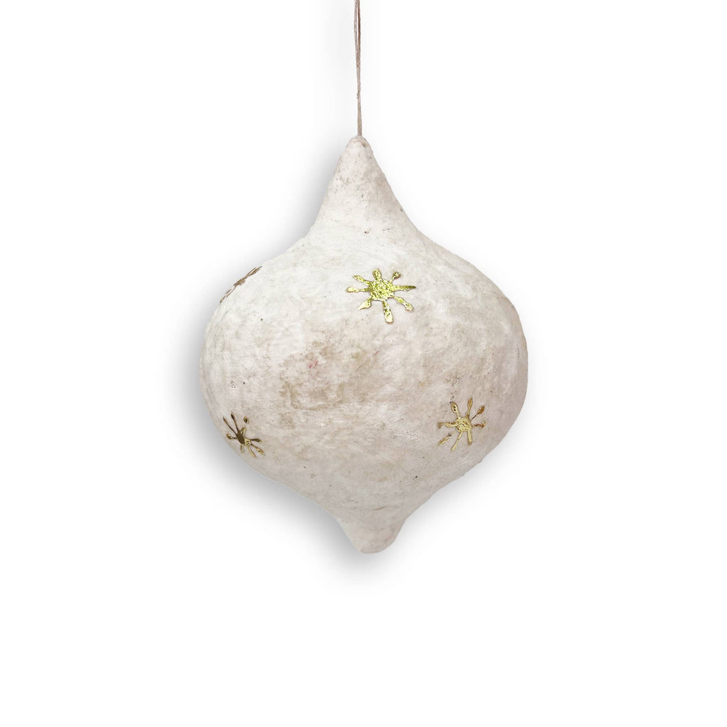 White Paper Mache Bulb Ornaments