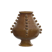 Load image into Gallery viewer, Terra-cotta Footed Vase w/ Hobnails, Brown
