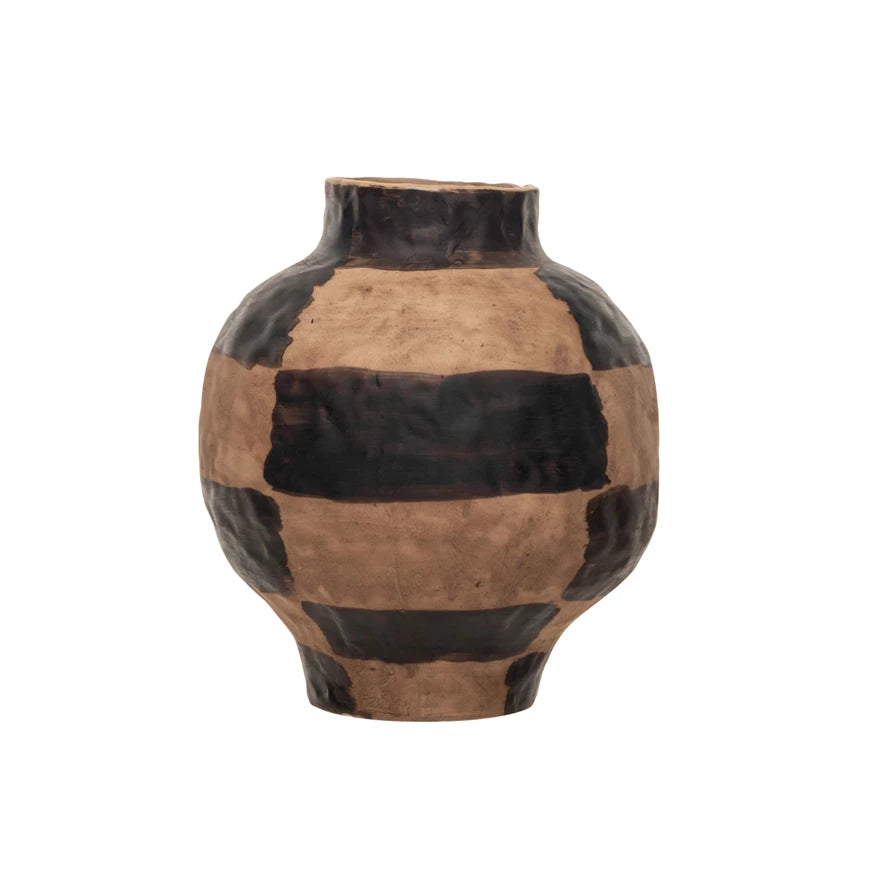 Hand-Painted Textured Stoneware Vase (Each One Will Vary)