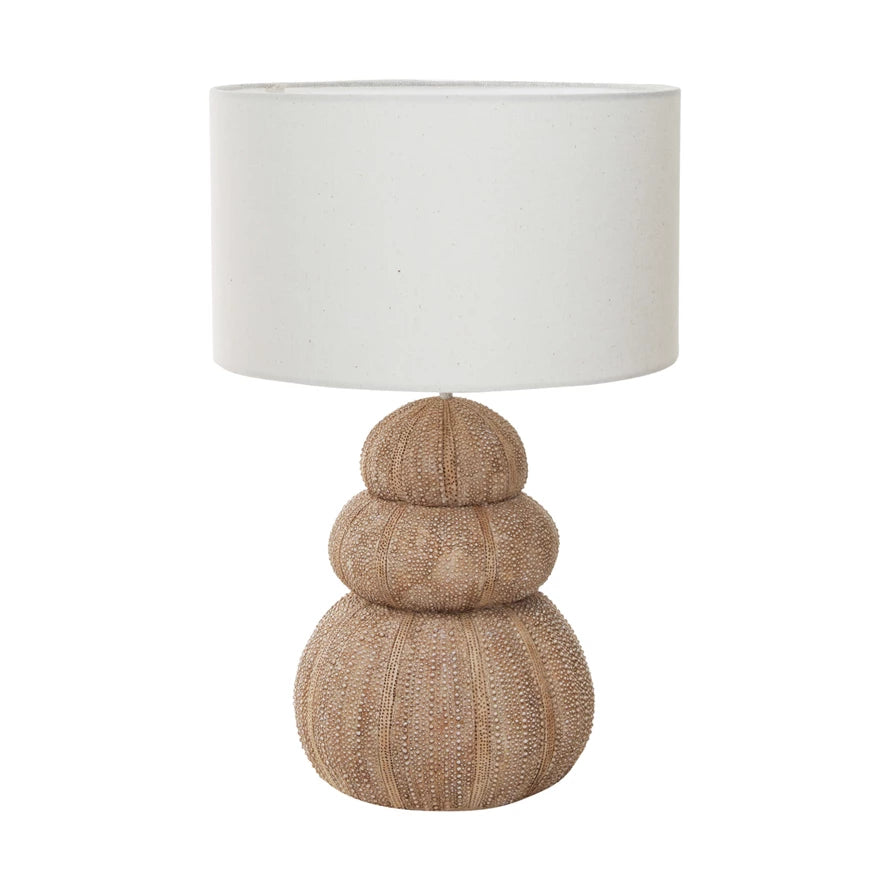 Resin Stacked Sea Urchin Table Lamp w/ Linen Shade