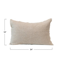 Load image into Gallery viewer, Linen Blend Lumbar Pillow with Frayed Edges
