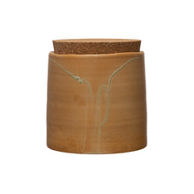 Load image into Gallery viewer, Small Stoneware Canister, Cork Lid, Reactive Glaze
