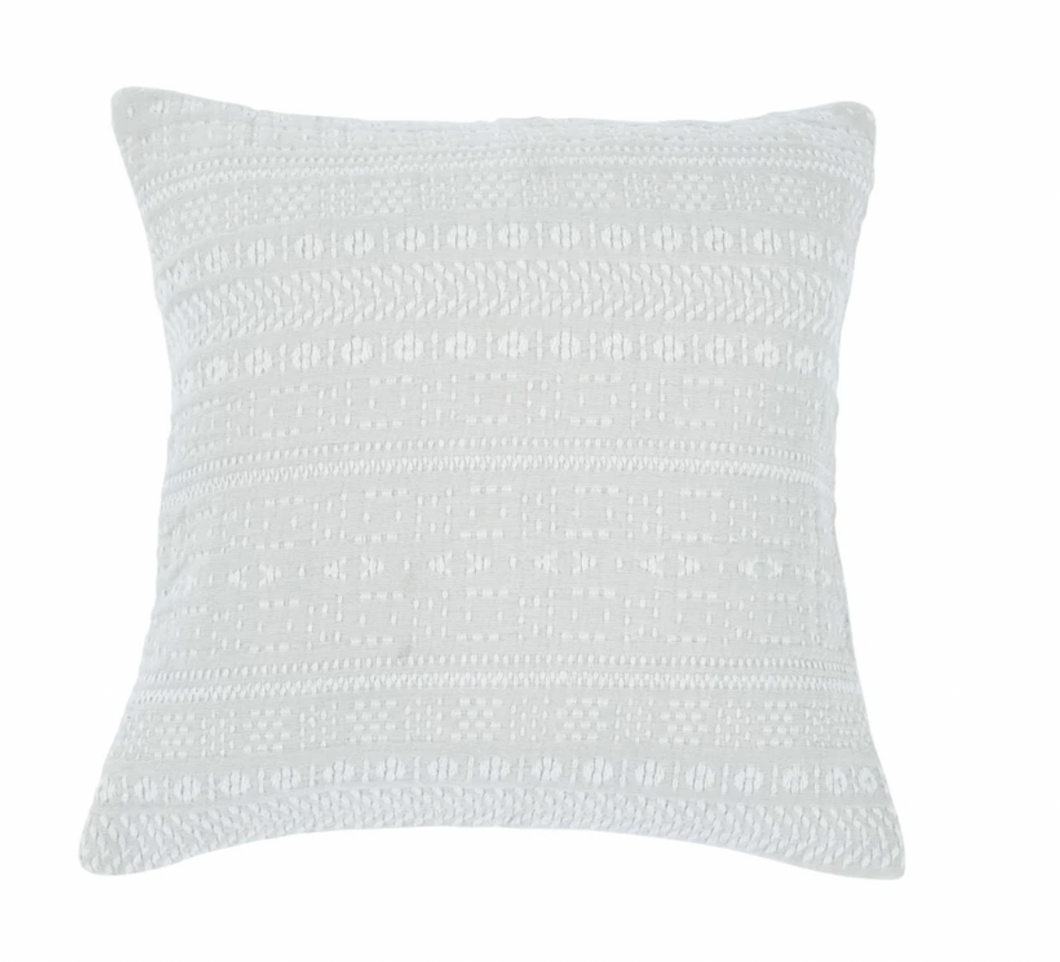 Woven Cotton Embroidered Pillow, Down Fill