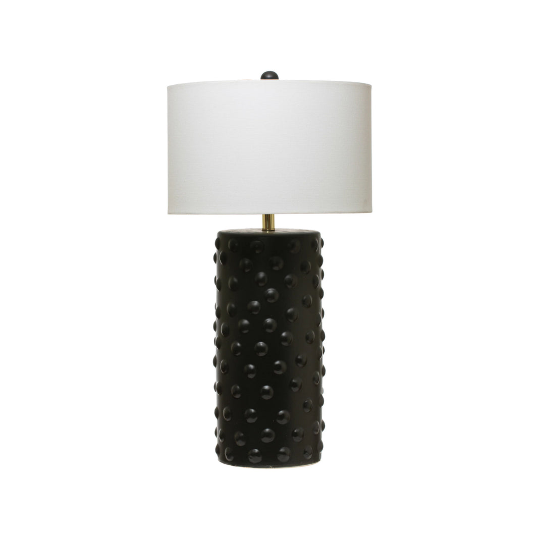 Stoneware Table Lamp with Linen Shade