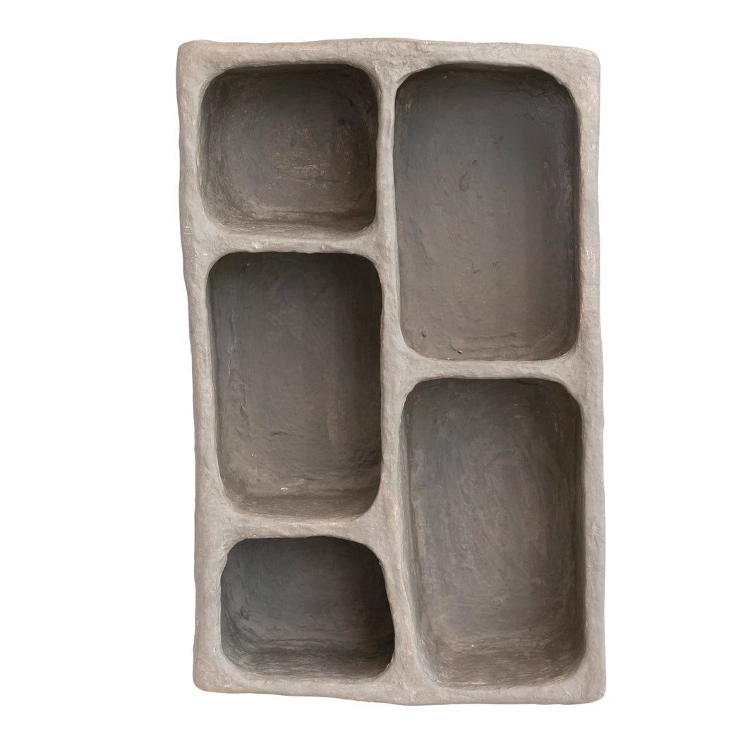 Handmade Paper Mache Organic-Sectioned Shelf, Taupe